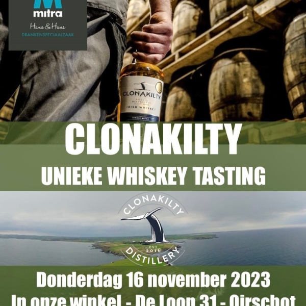 De Lapwing Whiskiacs nemen deel aan de Clonakilty Whiskey Tasting vanuit Mitra Oirschot op 16 november as.
