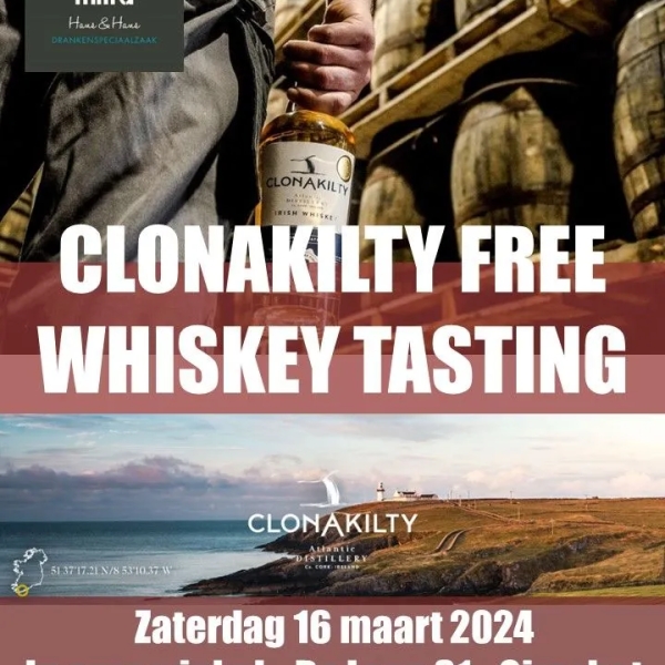 Zaterdag 16 maart nog niets te doen en zin in een Ierse Whiskey, Clonakilty?